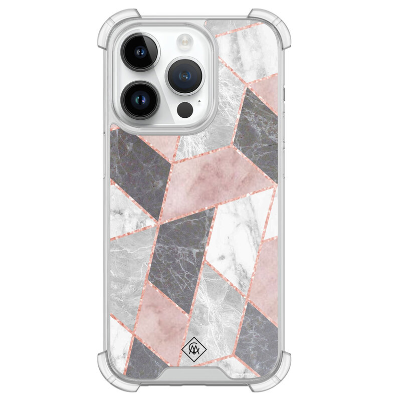 Casimoda iPhone 14 Pro siliconen shockproof hoesje - Stone grid