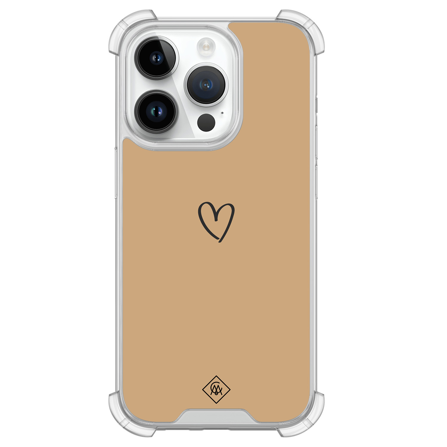 iPhone 14 Pro siliconen shockproof hoesje - Hart bruin