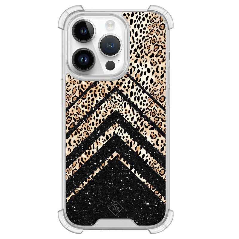 Casimoda iPhone 14 Pro siliconen shockproof hoesje - Chevron luipaard