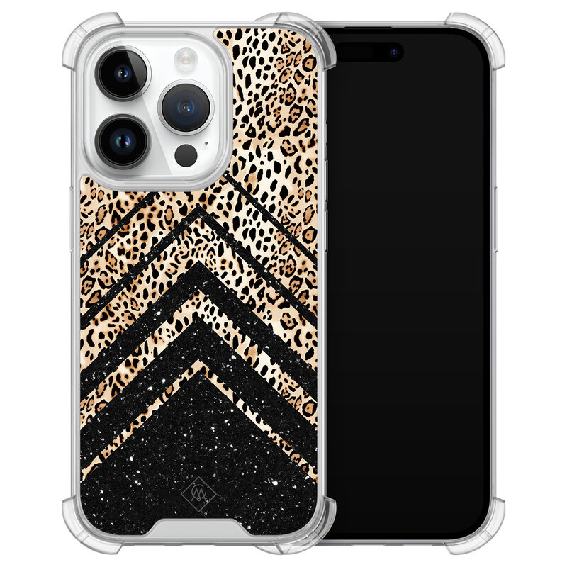 Casimoda iPhone 14 Pro siliconen shockproof hoesje - Chevron luipaard
