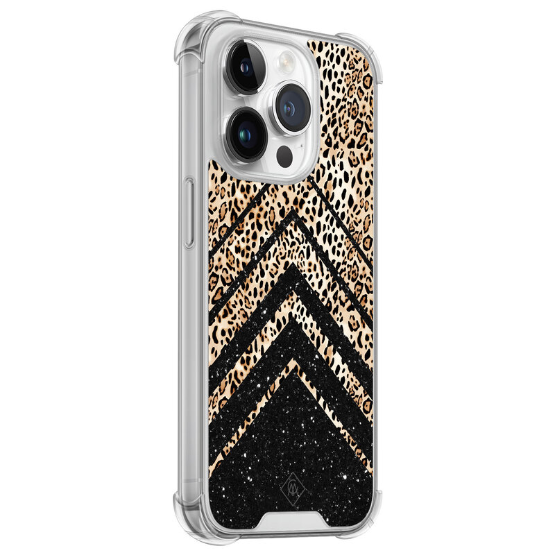 Casimoda iPhone 14 Pro siliconen shockproof hoesje - Chevron luipaard