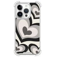 Casimoda iPhone 14 Pro siliconen shockproof hoesje - Hart swirl zwart