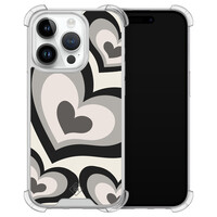 Casimoda iPhone 14 Pro siliconen shockproof hoesje - Hart swirl zwart