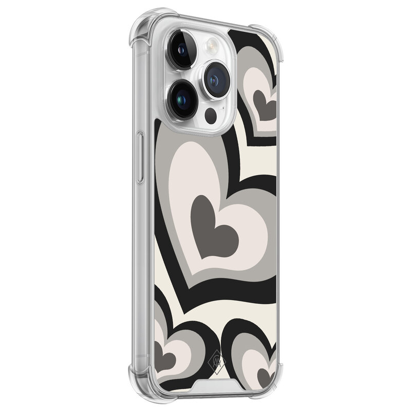 Casimoda iPhone 14 Pro siliconen shockproof hoesje - Hart swirl zwart