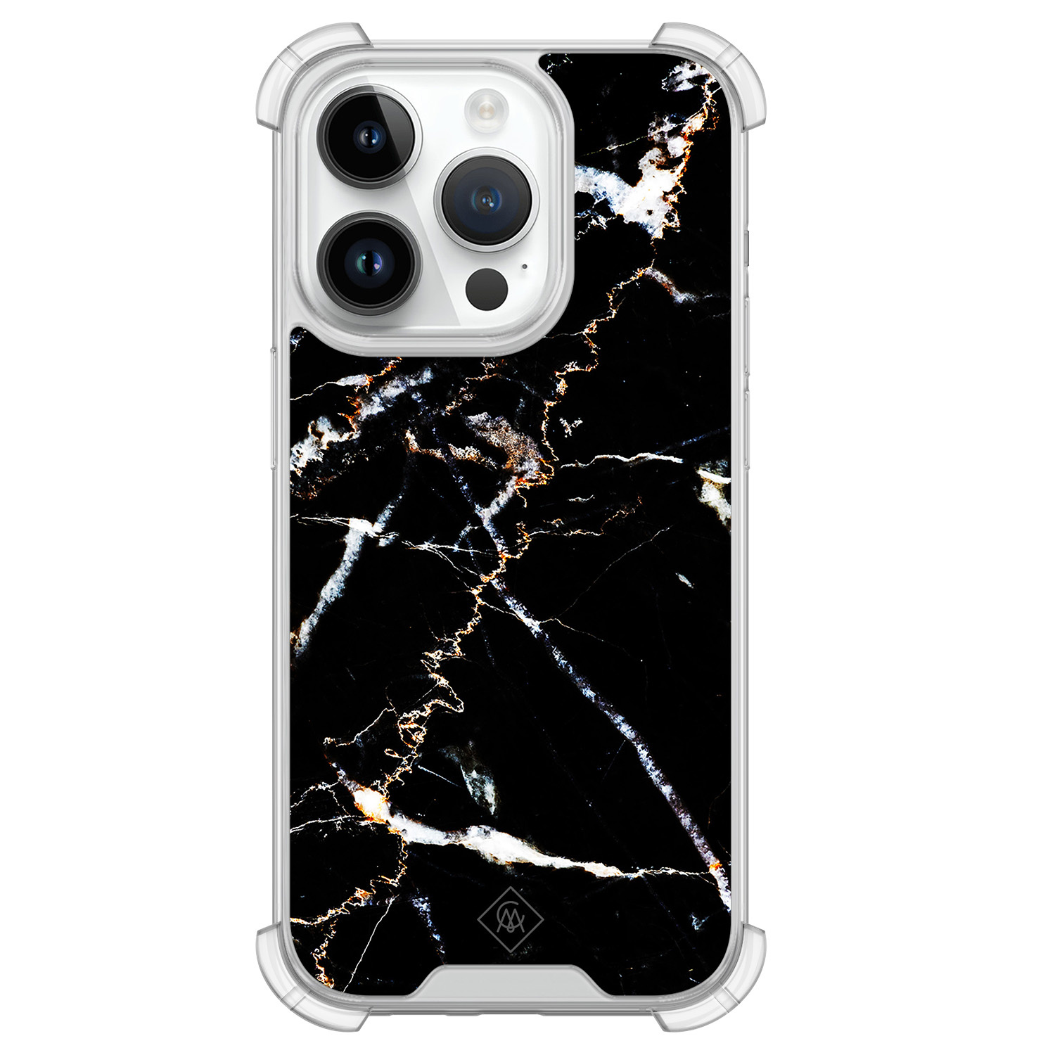 iPhone 14 Pro siliconen shockproof hoesje Marmer zwart