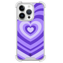 Casimoda iPhone 14 Pro shockproof hoesje - Hart swirl paars