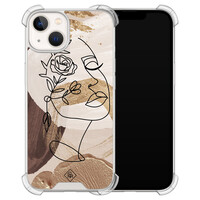 Casimoda iPhone 13 siliconen shockproof hoesje - Abstract gezicht bruin