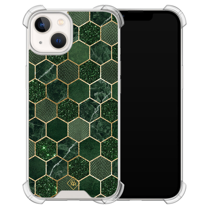 Casimoda iPhone 13 siliconen shockproof hoesje - Kubus groen