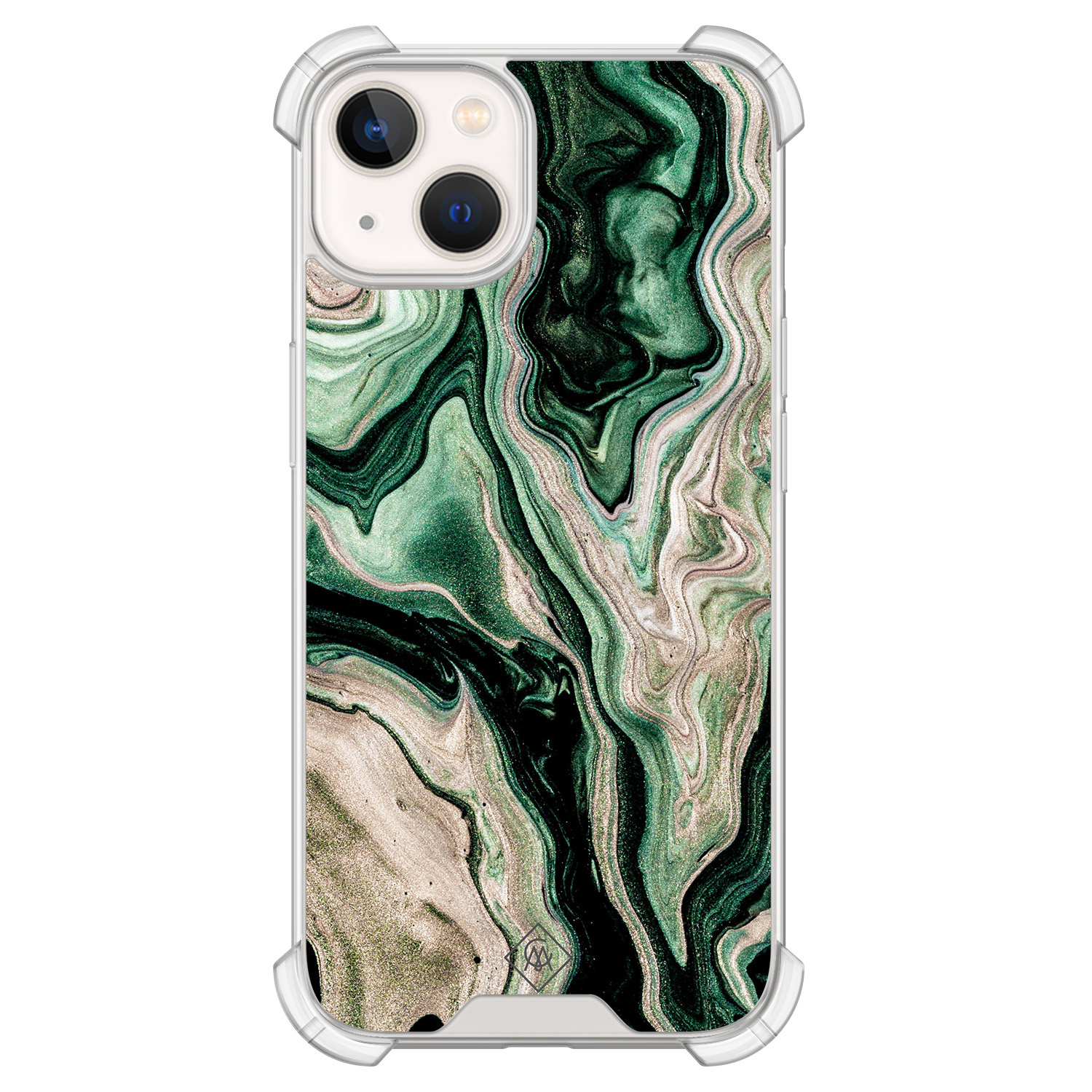 iPhone 13 siliconen shockproof hoesje - Green waves