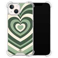 Casimoda iPhone 13 siliconen shockproof hoesje - Groen hart swirl