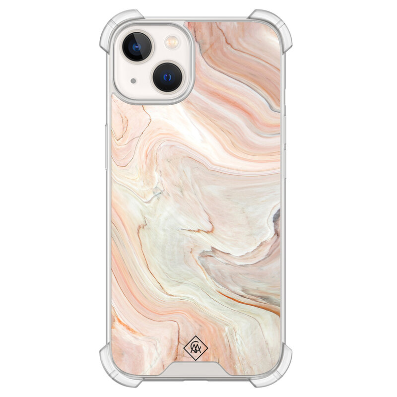 Casimoda iPhone 13 siliconen shockproof hoesje - Marmer waves