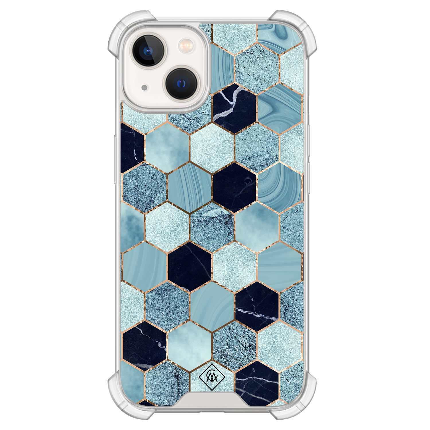 iPhone 13 siliconen shockproof hoesje - Blue cubes