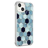 Casimoda iPhone 13 siliconen shockproof hoesje - Blue cubes
