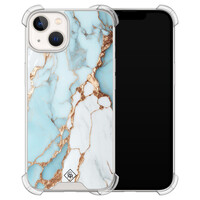 Casimoda iPhone 13 siliconen shockproof hoesje - Marmer lichtblauw