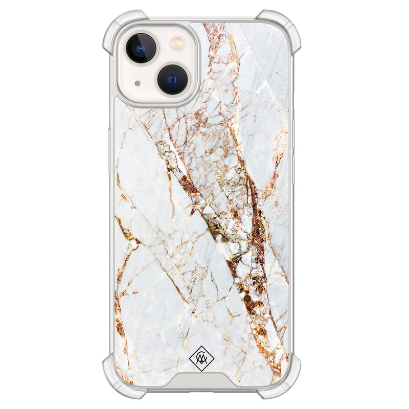 Casimoda iPhone 13 siliconen shockproof hoesje - Marmer goud