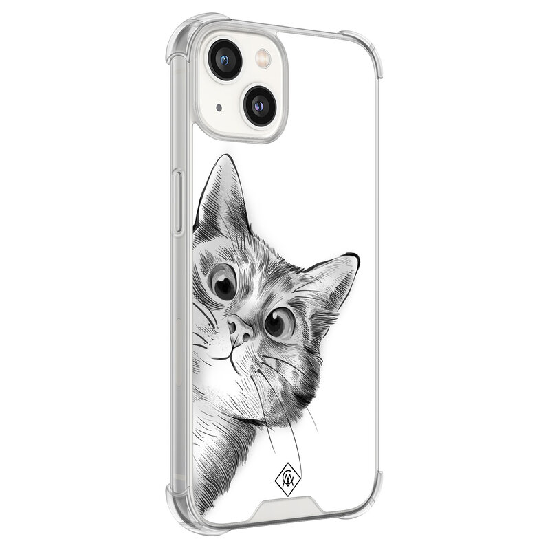 Casimoda iPhone 13 siliconen shockproof hoesje - Kat kiekeboe