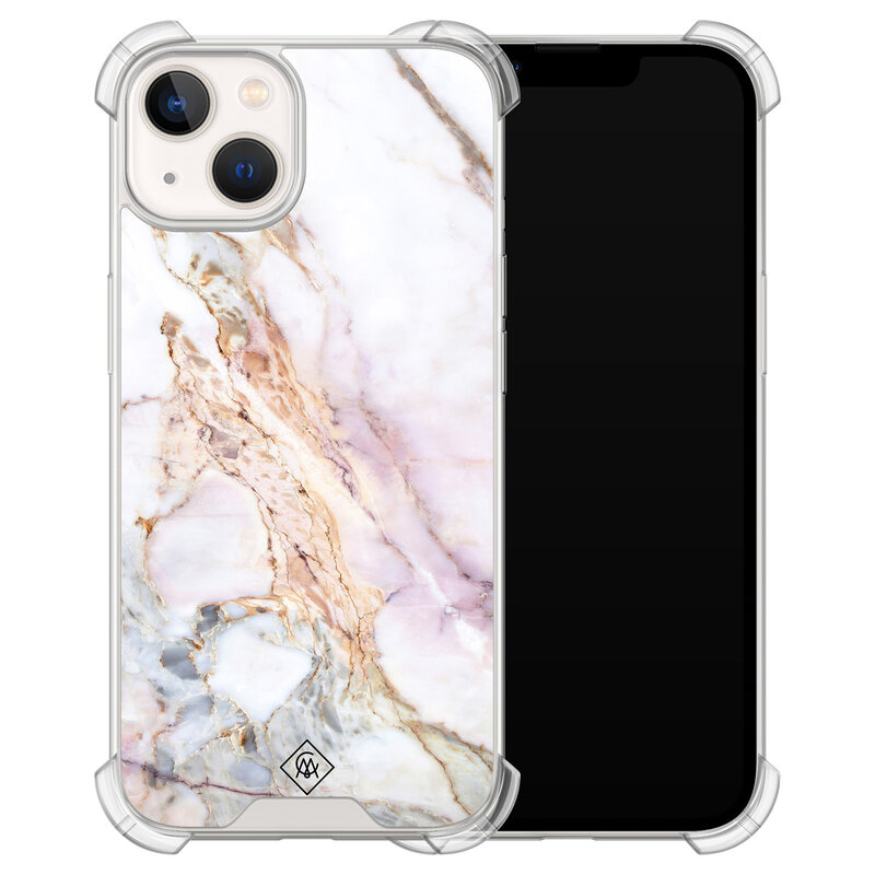 Casimoda iPhone 13 siliconen shockproof hoesje - Parelmoer marmer