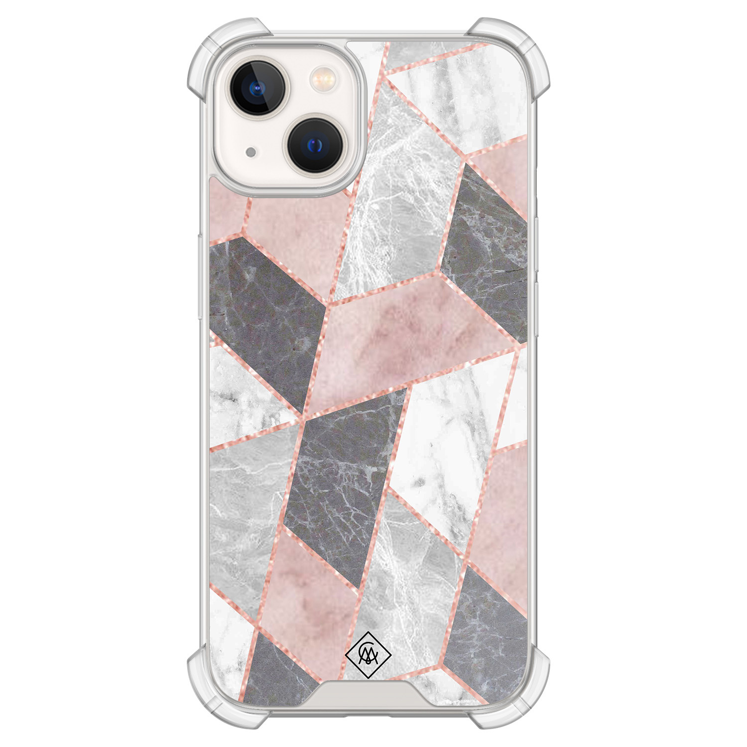 iPhone 13 siliconen shockproof hoesje - Stone grid