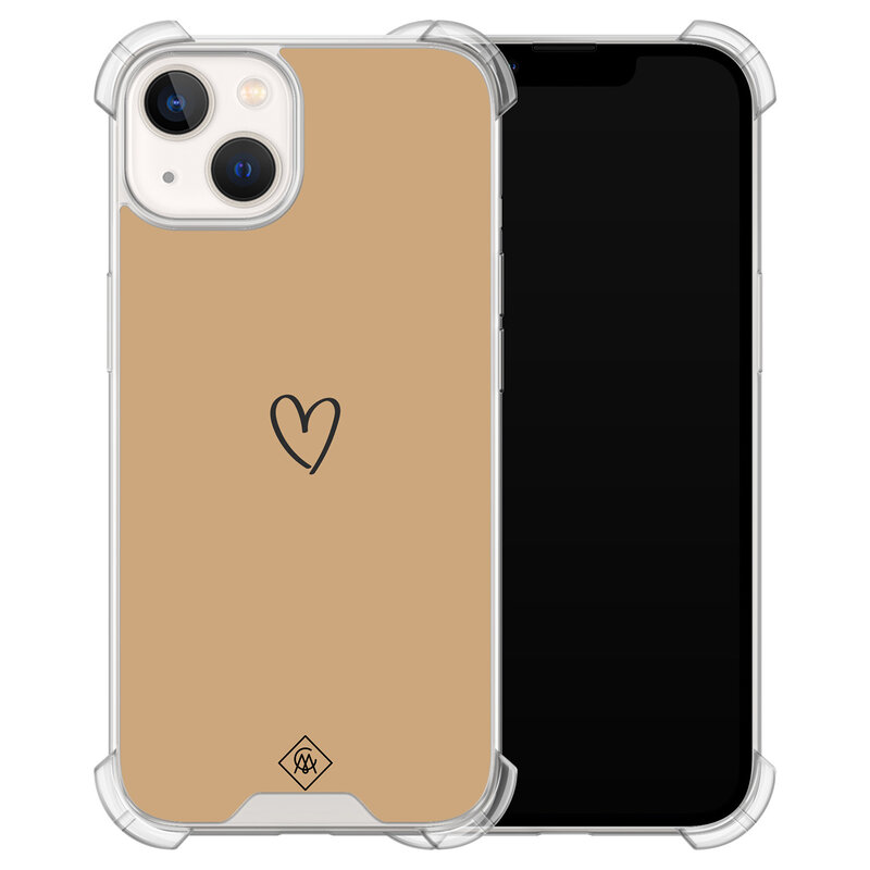 Casimoda iPhone 13 siliconen shockproof hoesje - Hart bruin