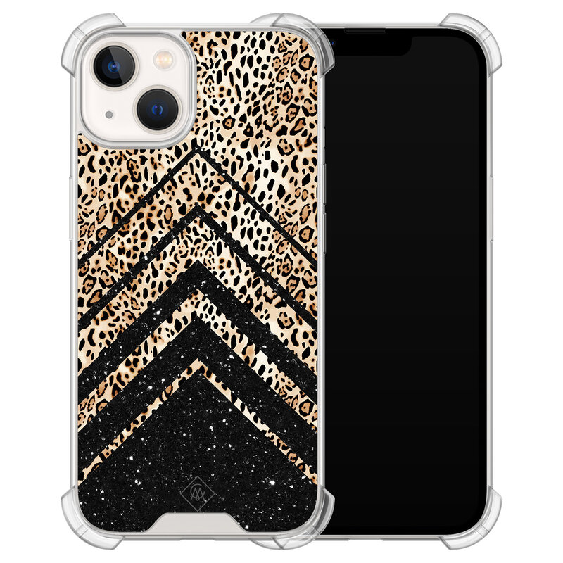 Casimoda iPhone 13 siliconen shockproof hoesje - Chevron luipaard