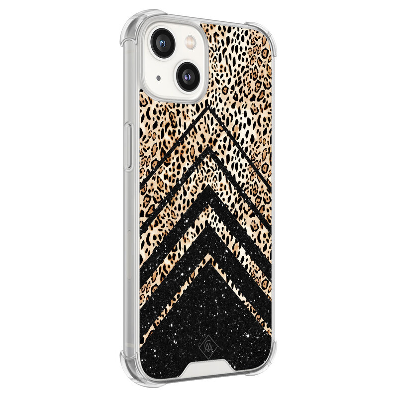 Casimoda iPhone 13 siliconen shockproof hoesje - Chevron luipaard