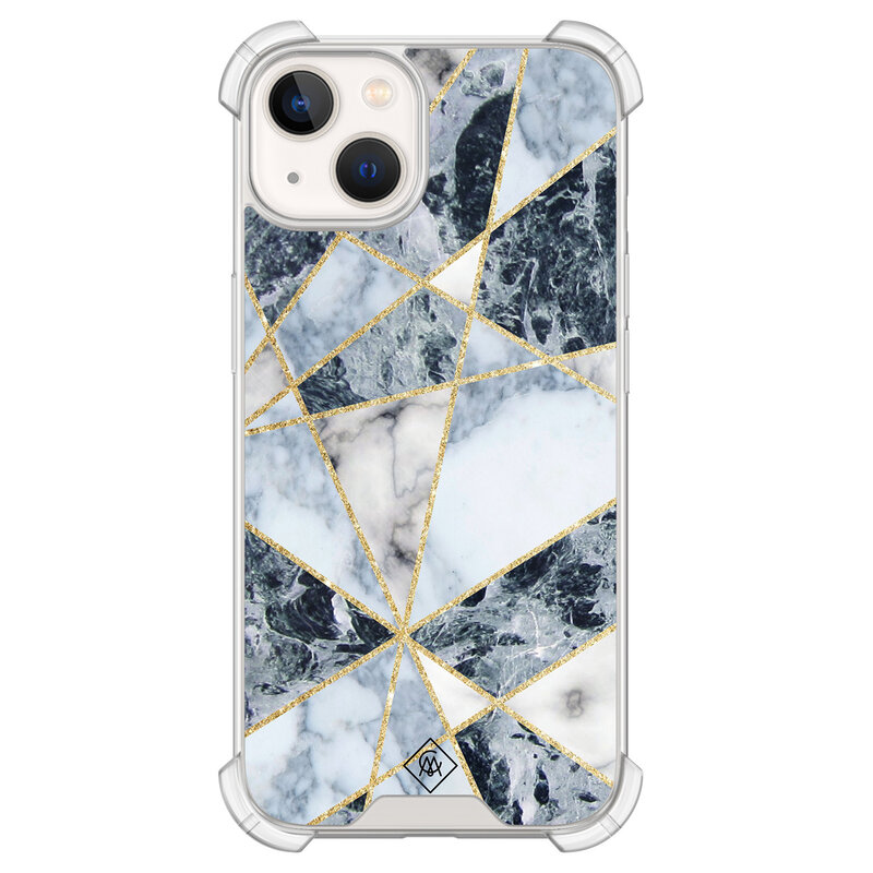 Casimoda iPhone 13 siliconen shockproof hoesje - Marmer blauw