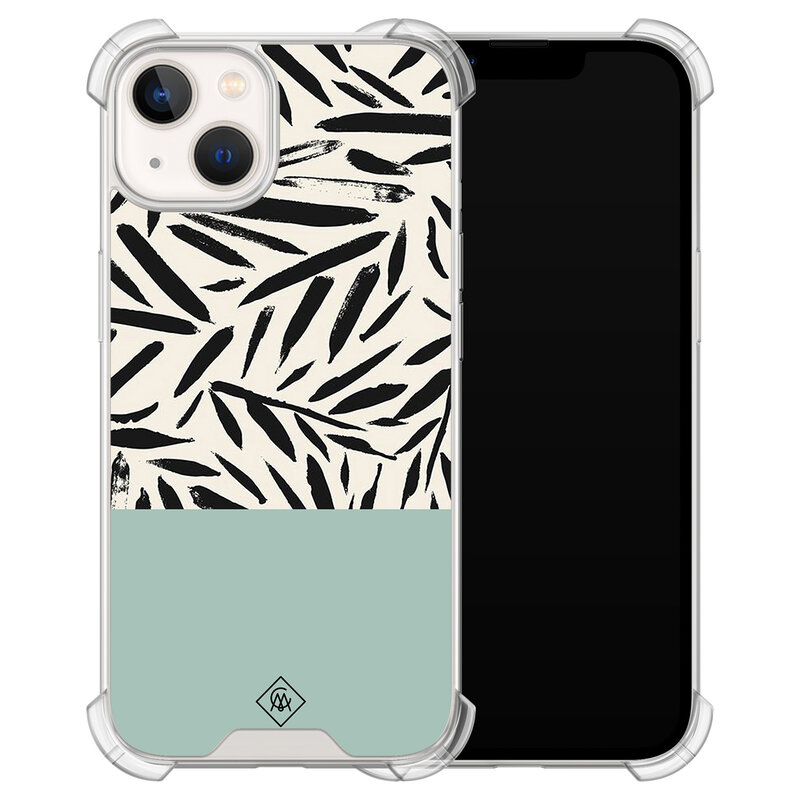 Casimoda iPhone 13 siliconen shockproof hoesje - Abstract mint palms