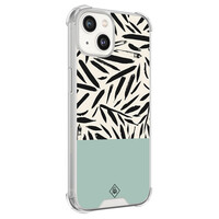 Casimoda iPhone 13 siliconen shockproof hoesje - Abstract mint palms