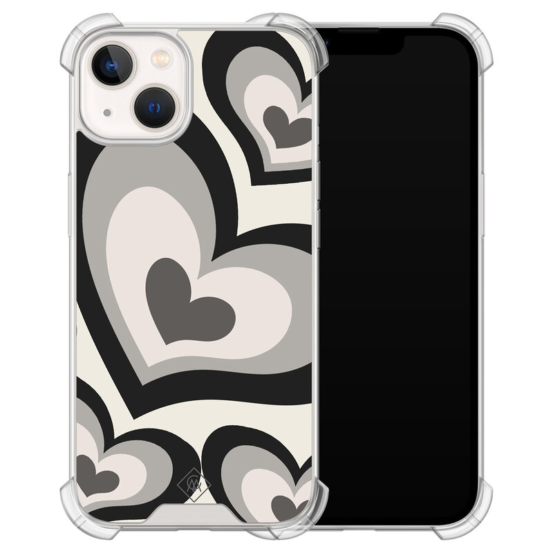 Casimoda iPhone 13 siliconen shockproof hoesje - Hart swirl zwart