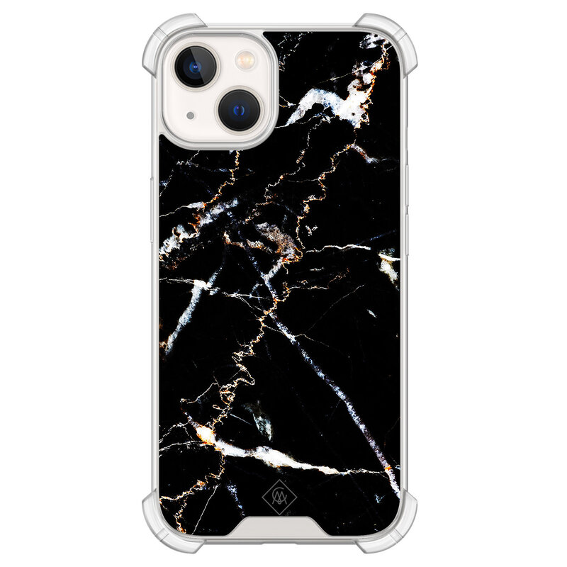 Casimoda iPhone 13 siliconen shockproof hoesje - Marmer zwart