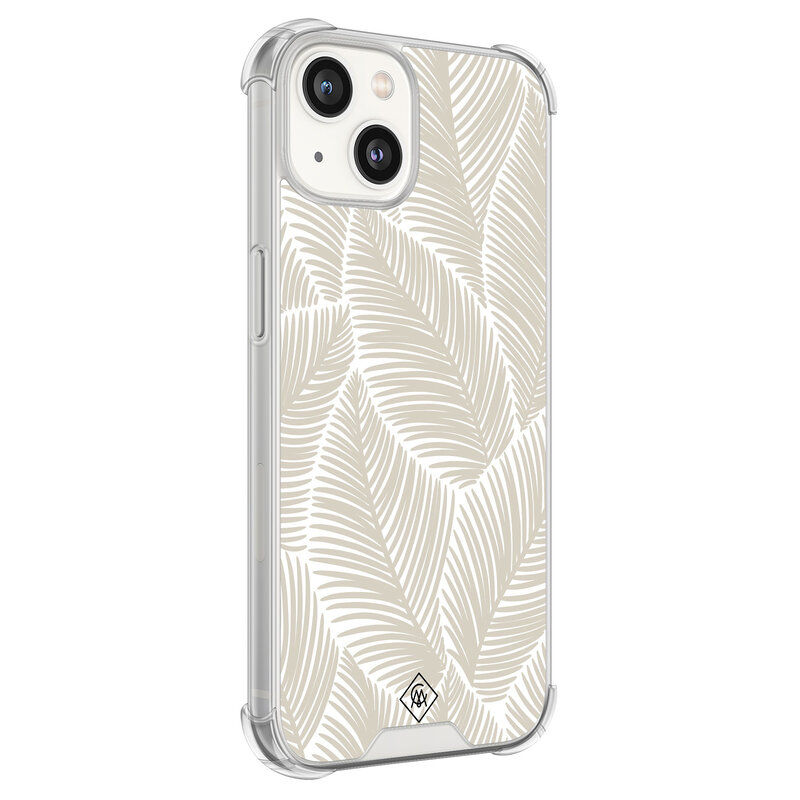 Casimoda iPhone 13 siliconen shockproof hoesje - Palmy leaves beige