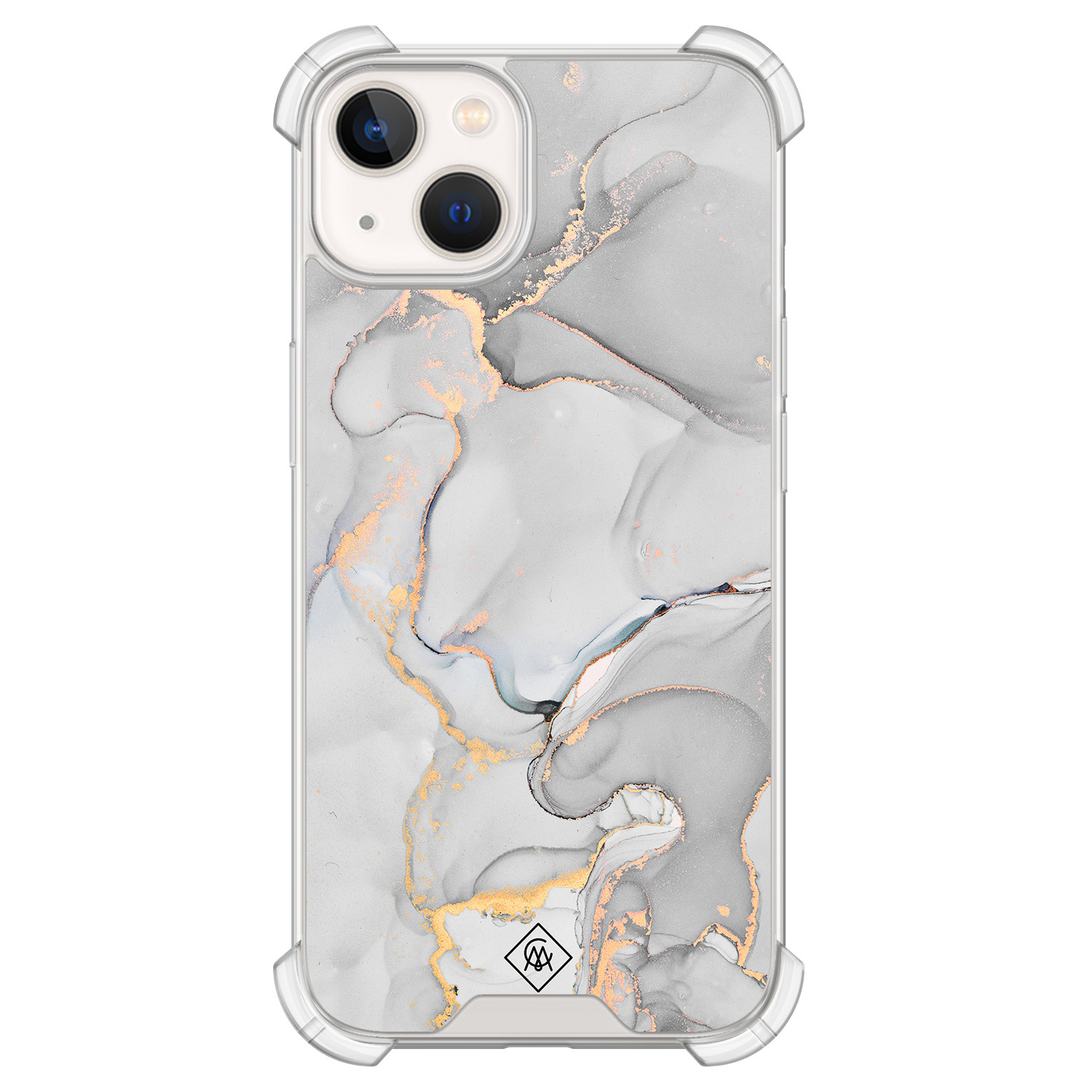 iPhone 13 siliconen shockproof hoesje - Marmer grijs