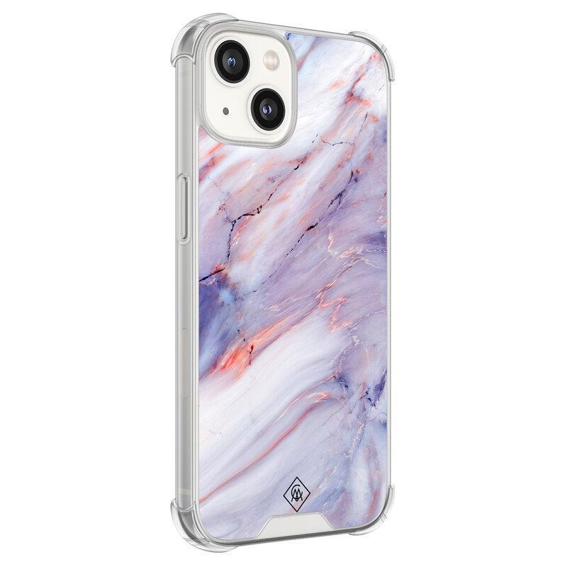 Casimoda iPhone 13 siliconen shockproof hoesje - Marmer paars