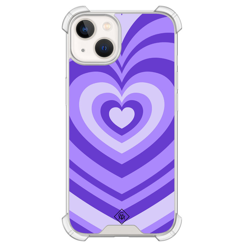 Casimoda iPhone 13 siliconen shockproof hoesje - Hart swirl paars