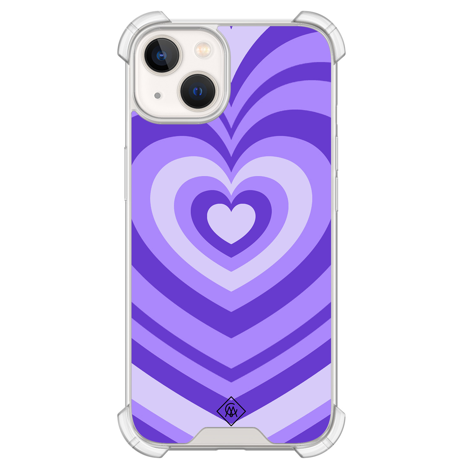 iPhone 13 siliconen shockproof hoesje - Hart swirl paars