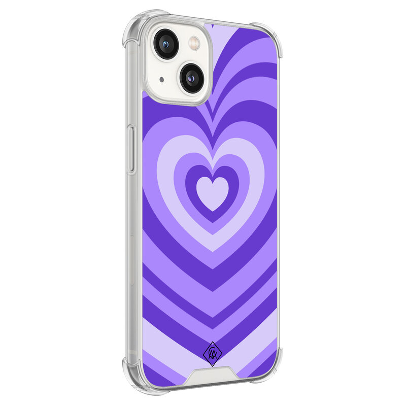 Casimoda iPhone 13 siliconen shockproof hoesje - Hart swirl paars