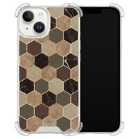 Casimoda iPhone 14 siliconen shockproof hoesje - Kubus groen bruin