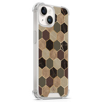 Casimoda iPhone 14 siliconen shockproof hoesje - Kubus groen bruin