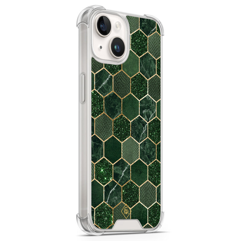 Casimoda iPhone 14 siliconen shockproof hoesje - Kubus groen