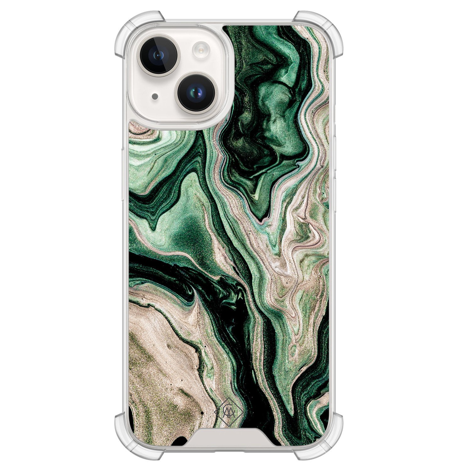 iPhone 14 siliconen shockproof hoesje - Green waves