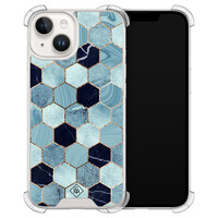 Casimoda iPhone 14 siliconen shockproof hoesje - Blue cubes