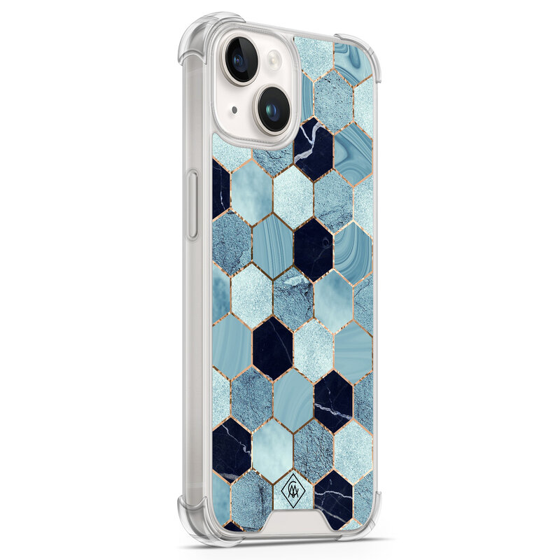 Casimoda iPhone 14 siliconen shockproof hoesje - Blue cubes