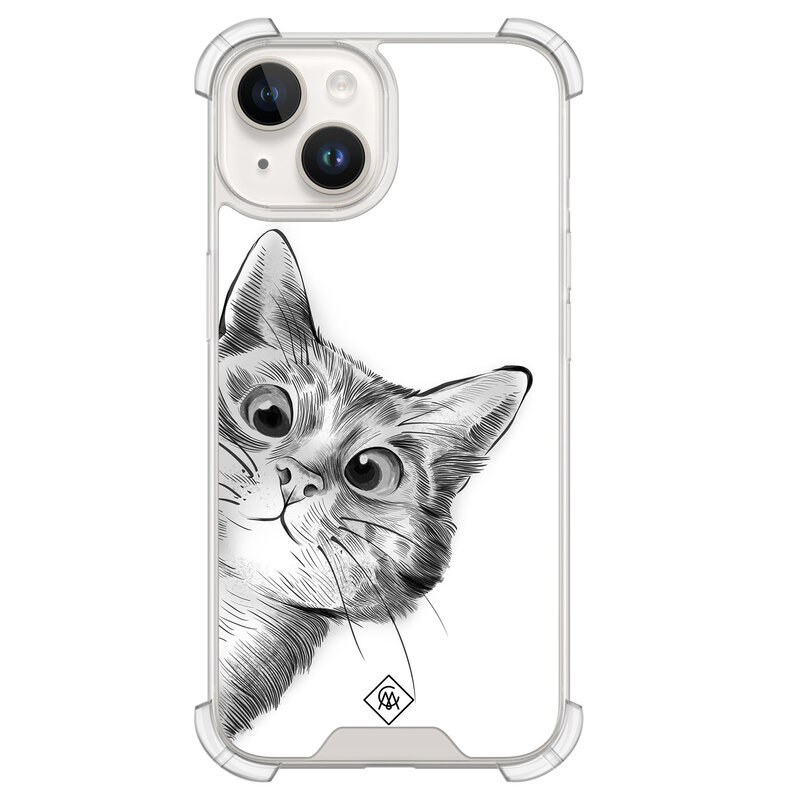 Casimoda iPhone 14 siliconen shockproof hoesje - Kat kiekeboe