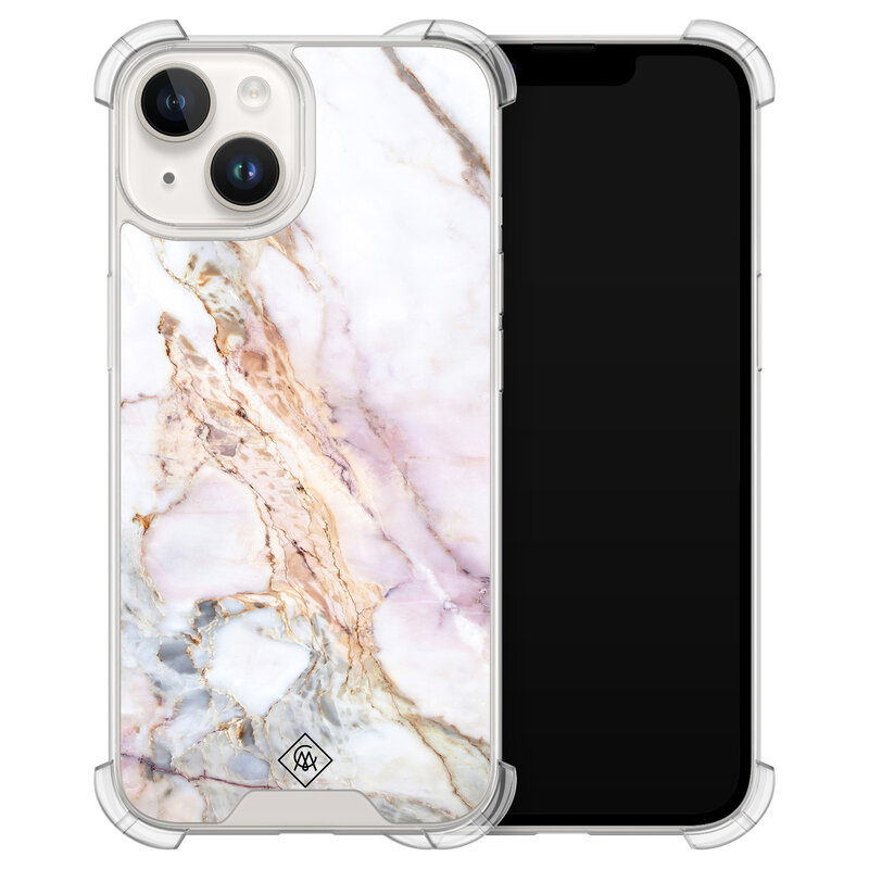 Casimoda iPhone 14 siliconen shockproof hoesje - Parelmoer marmer