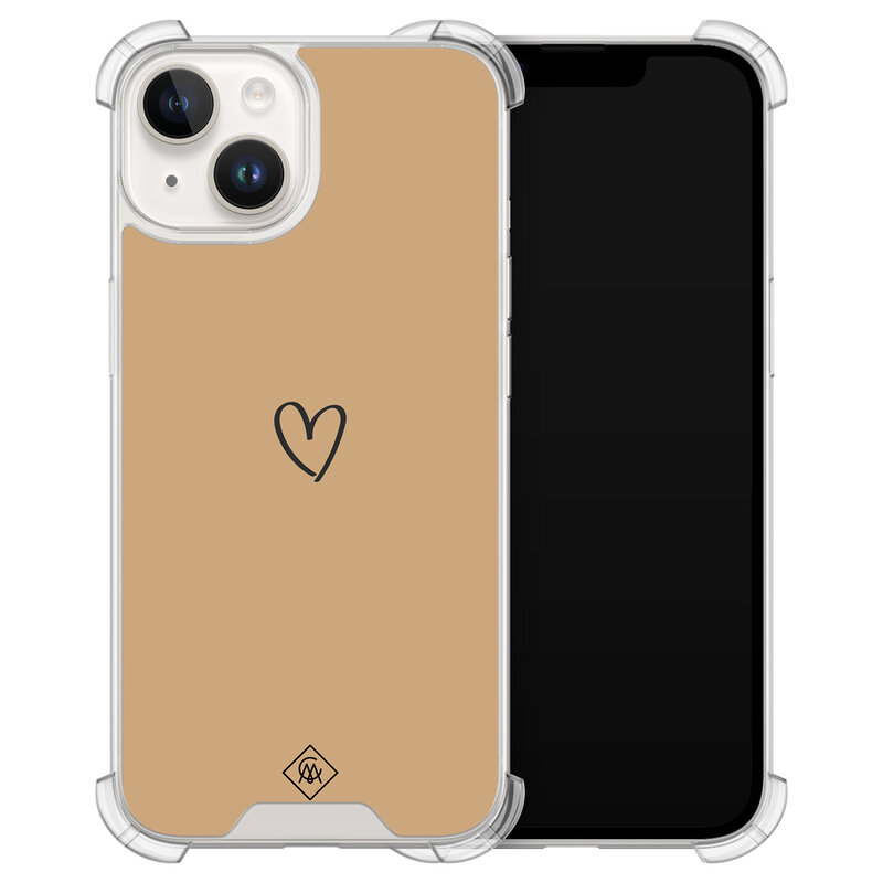 Casimoda iPhone 14 siliconen shockproof hoesje - Hart bruin