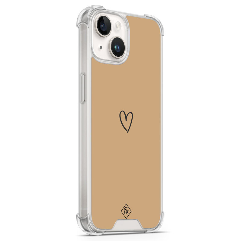 Casimoda iPhone 14 siliconen shockproof hoesje - Hart bruin