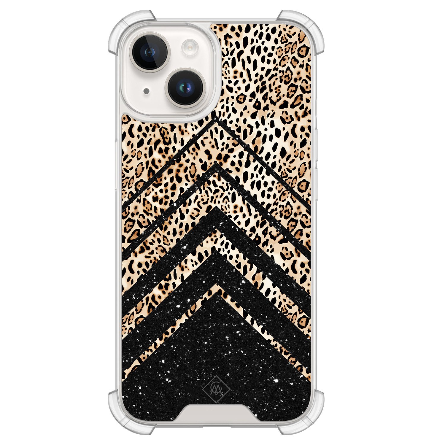 iPhone 14 siliconen shockproof hoesje - Chevron luipaard