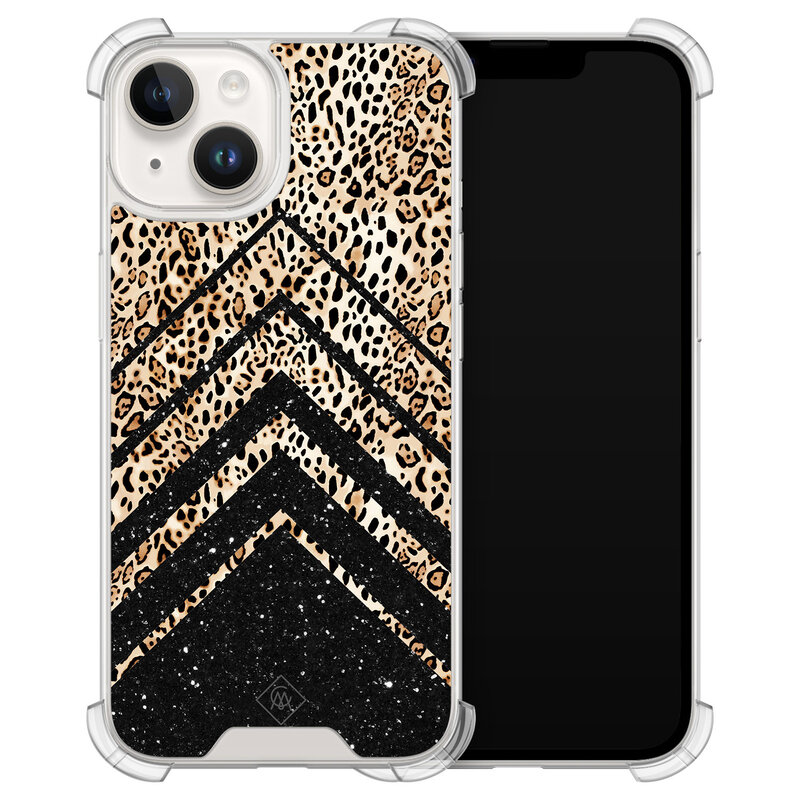 Casimoda iPhone 14 siliconen shockproof hoesje - Chevron luipaard