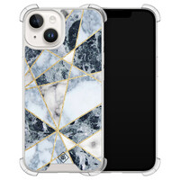 Casimoda iPhone 14 siliconen shockproof hoesje - Marmer blauw