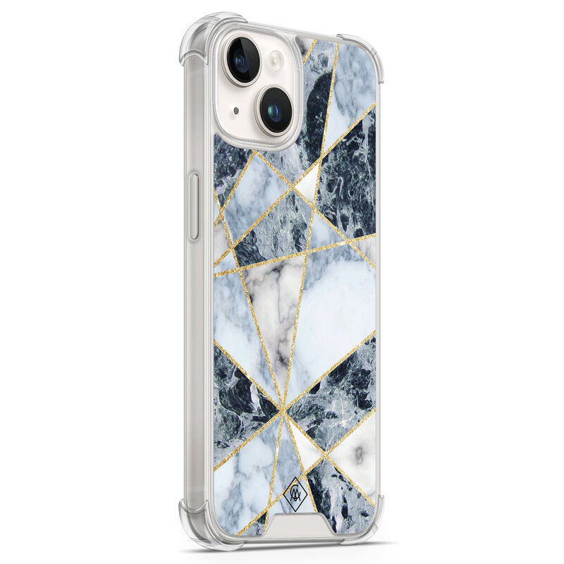 Casimoda iPhone 14 siliconen shockproof hoesje - Marmer blauw